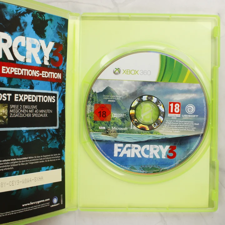Far Cry 3 Limited Edition Xbox 360 nyitott tok lemezzel Far Cry 3 Limited Edition Xbox 360 nyitott műanyag tok lemezzel és kiegészítő lappal