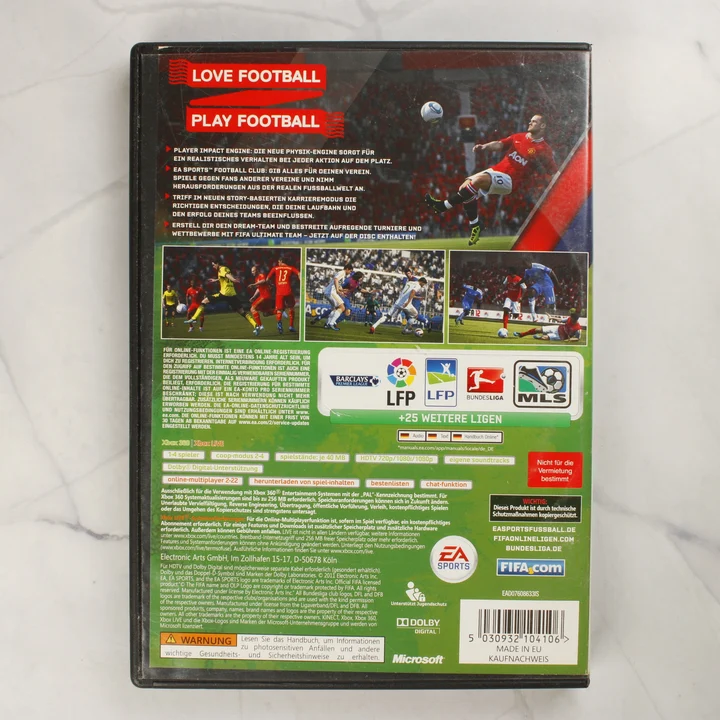 FIFA 12 Xbox 360 tok hátlapja FIFA 12 Xbox 360 videójáték dobozának hátoldala