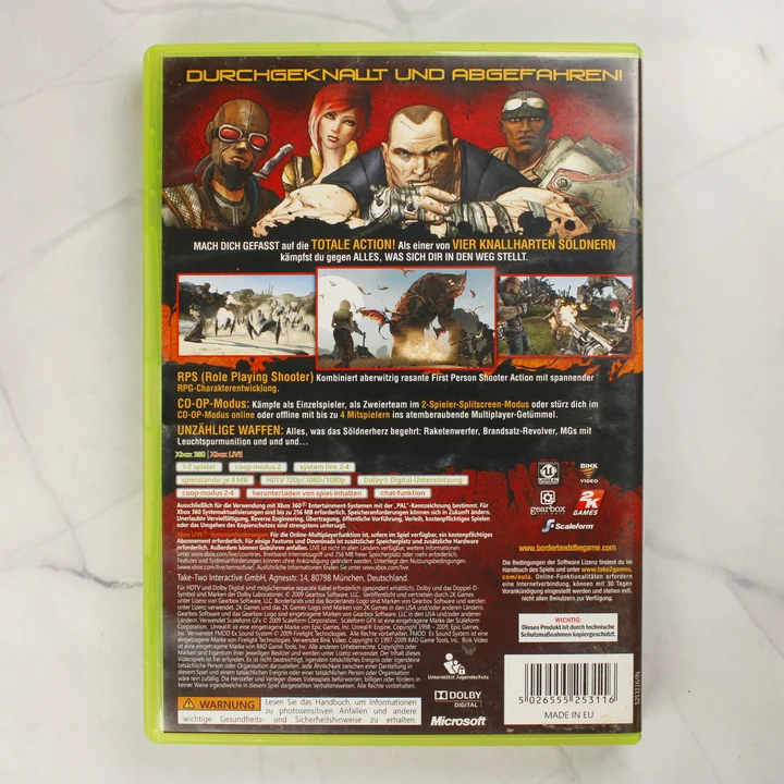 Borderlands Xbox 360 Classics tok hátlapja Borderlands Xbox 360 Classics videójáték tokja hátulról