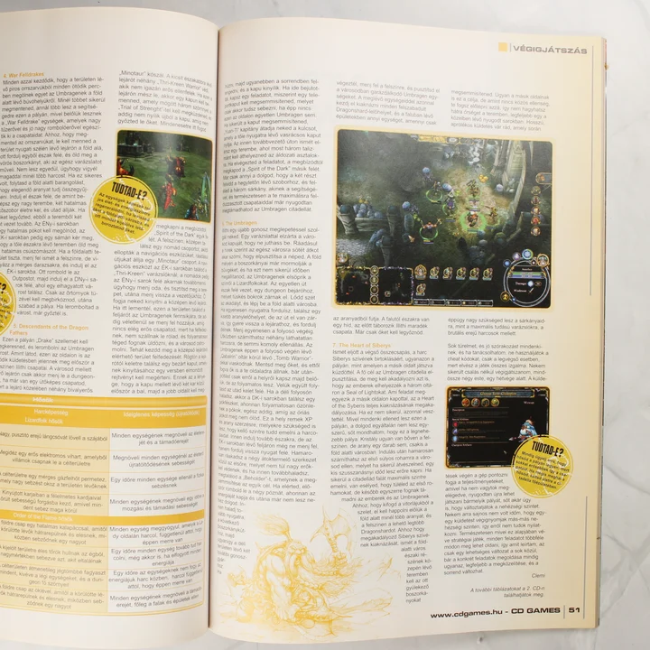 A CD Games magazin nyitott belső oldalai végigjátszással és illusztrációkkal