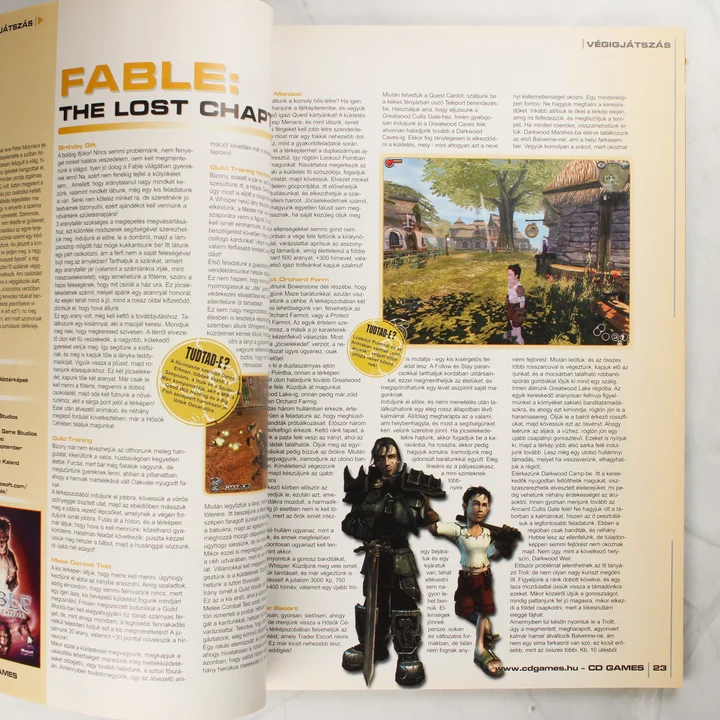 A CD Games magazin nyitott oldalai Fable The Lost Chapters játékteszttel