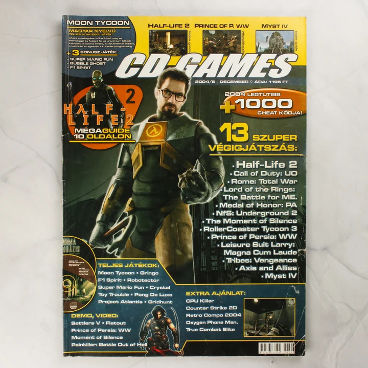 CD Games videójáték-magazin 2004 decemberi számának borítója Half-Life 2 grafikával