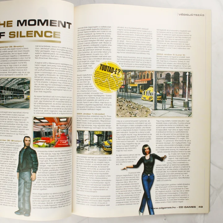 A CD Games magazin nyitott oldalai a The Moment of Silence leírással
