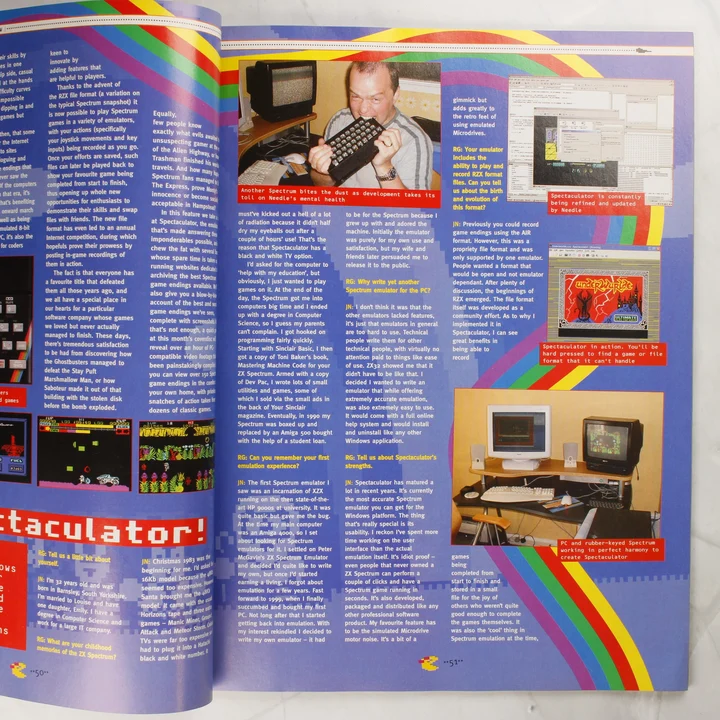 Retro Gamer magazin belső oldalai a ZX Spectrum emulációról szóló írással
