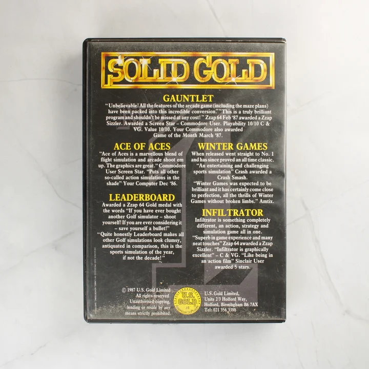 Solid Gold ZX Spectrum játék hátoldala leírásokkal