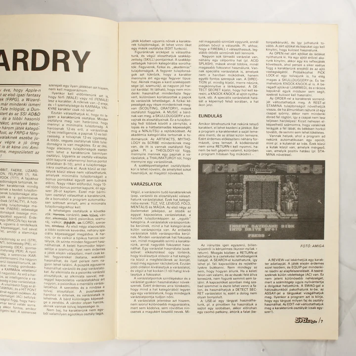 576 KByte magazin 1991/6 belső oldal A Wizardry játék leírása az 576 KByte magazinban