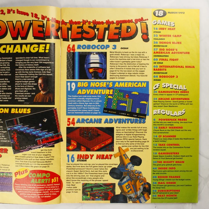 Commodore Format tartalomjegyzék oldal Commodore Format magazin 18. szám belső tartalomjegyzéke