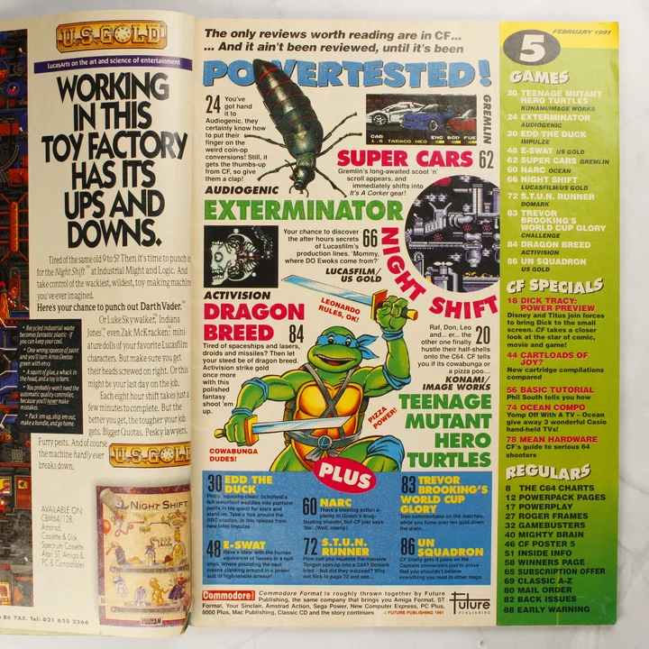 Commodore Format magazin tartalomjegyzék Commodore Format magazin tartalomjegyzéke Tini Nindzsa Teknőcök illusztrációval