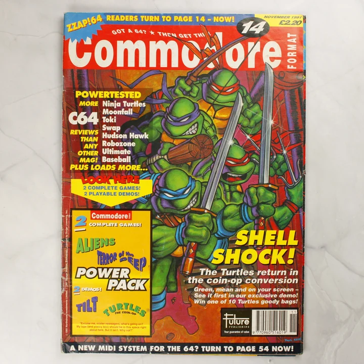 Commodore Format magazin 14. szám borítója Tini Nindzsa Teknőcök grafikával