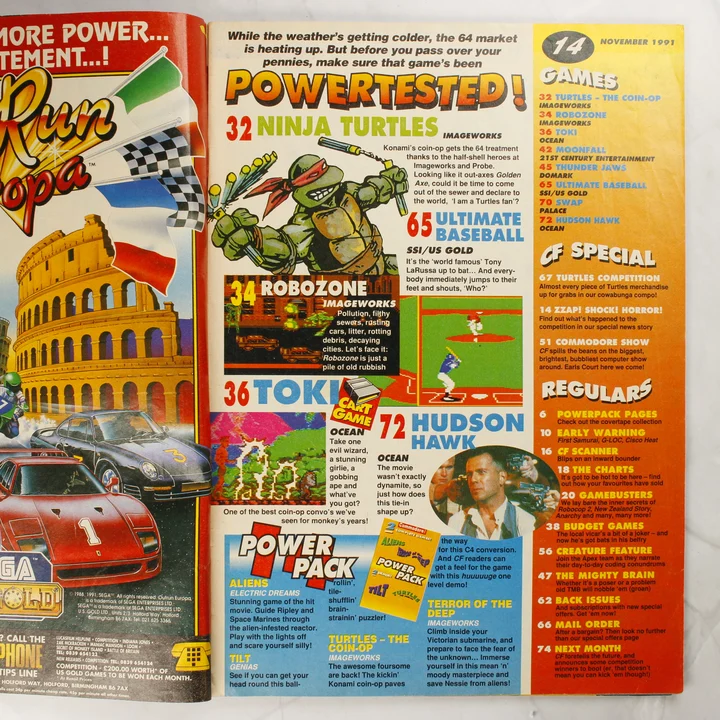 Commodore Format magazin tartalomjegyzéke és játékteszt oldala