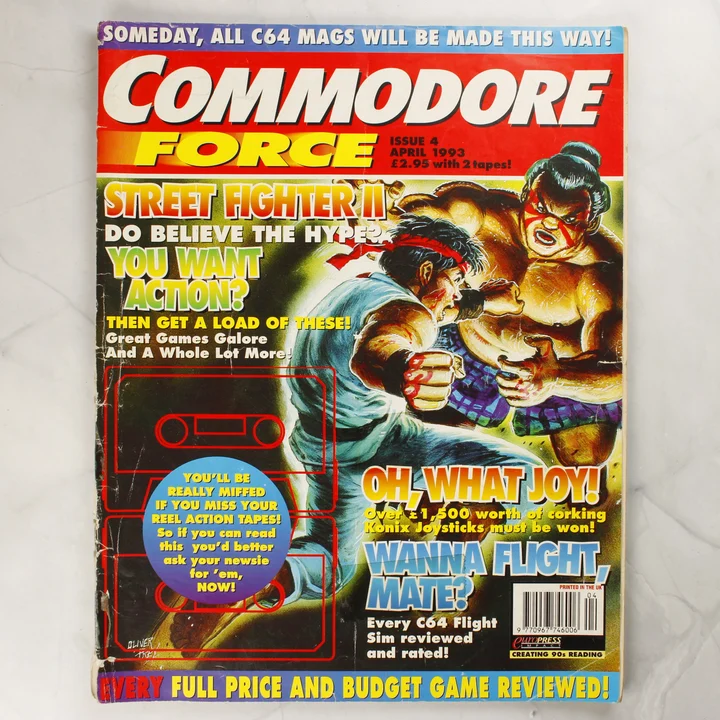 Commodore Force magazin 1993. áprilisi 4. számának borítója Street Fighter II grafikával