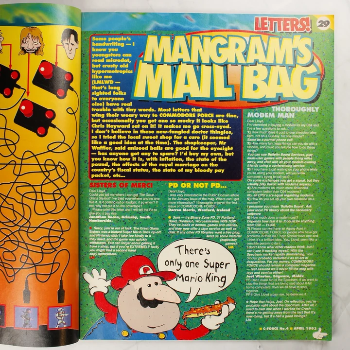 Mangram's Mailbag olvasói levelek oldala a Commodore Force magazinban