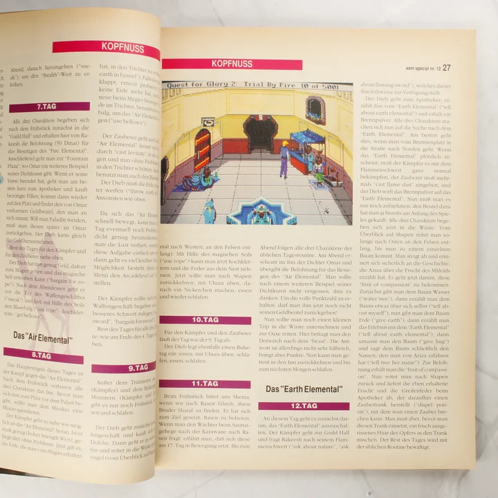 Német nyelvű ASM magazin belső oldalai Quest For Glory II játékleírással