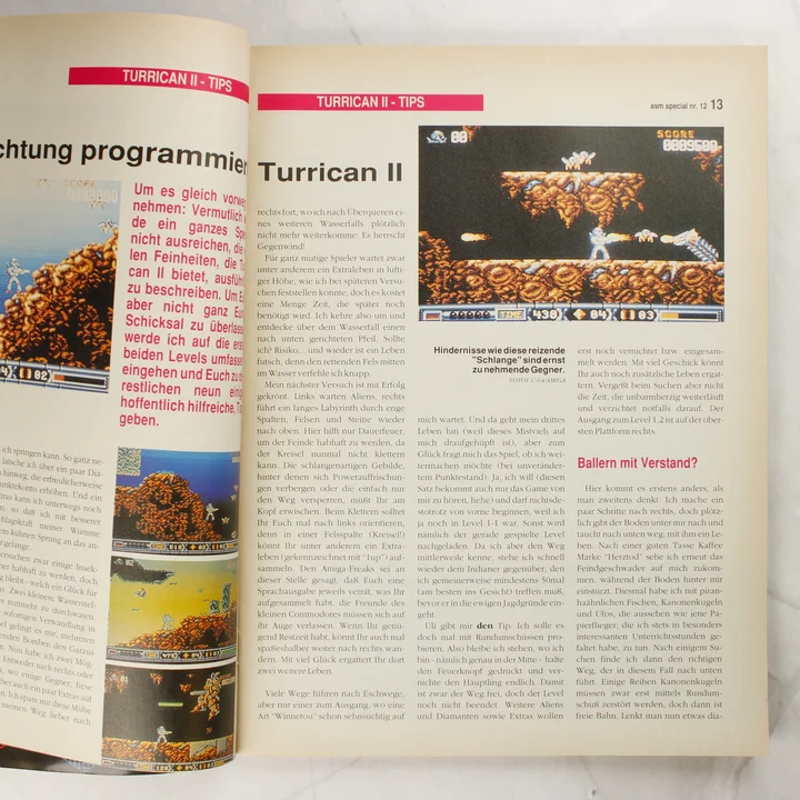 ASM magazin belső oldalai Turrican II videójáték leírással és képernyőképekkel