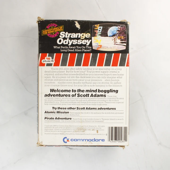 Strange Odyssey Commodore 16 Plus/4 játék dobozának hátlapja