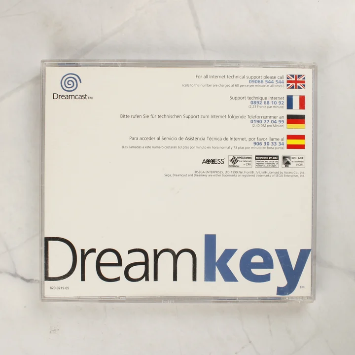 DreamKey tok hátlapja Sega Dreamcast DreamKey tok hátoldala
