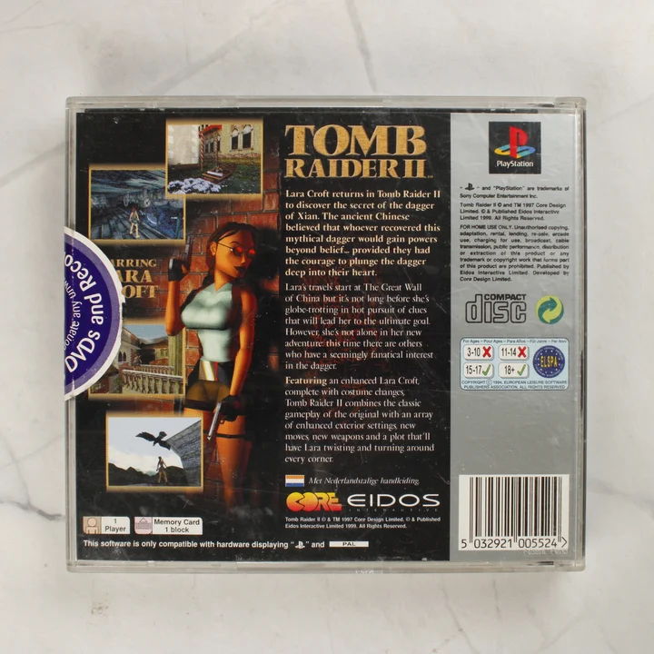 Tomb Raider II PlayStation 1 tok hátoldala vonalkóddal