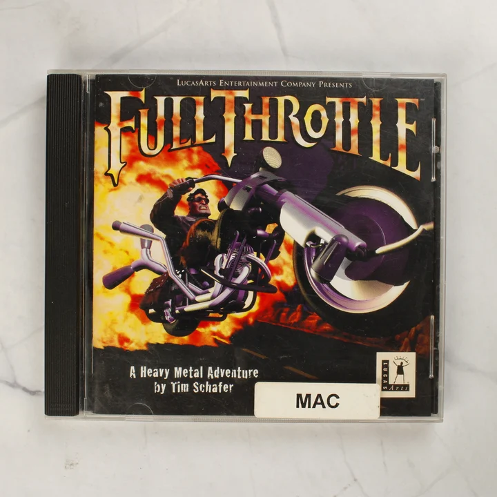 Full Throttle Mac CD-ROM tok előlap Full Throttle Apple Mac videójáték normál műanyag tokban