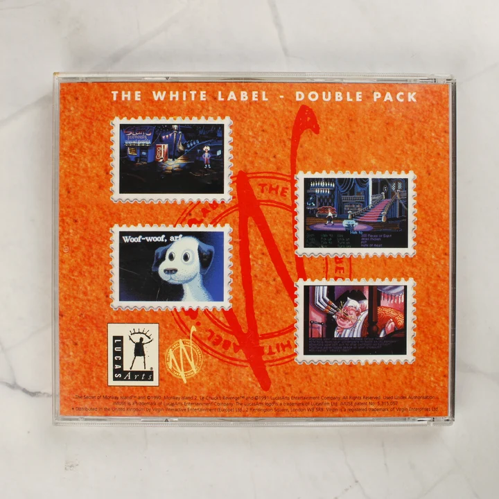 Monkey Island Double Pack hátlapi borító The White Label Double Pack Monkey Island 1 és 2 tok hátlapja