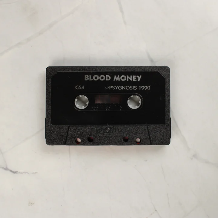 Blood Money Commodore 64 fekete kazetta felirattal