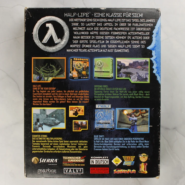 Half-Life Generation külső papírdoboz hátlapja