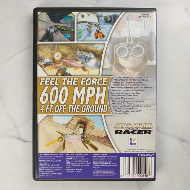Star Wars Episode I Racer PC doboz hátoldala rendszerkövetelményekkel