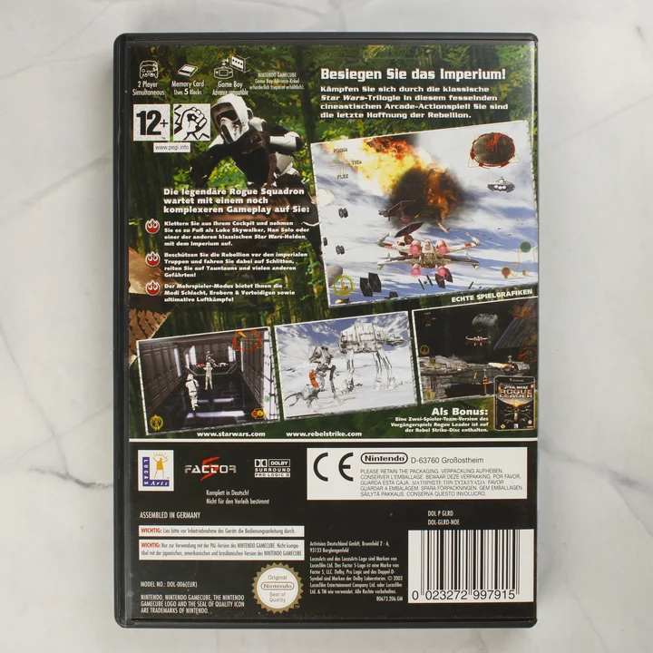 Star Wars Rogue Squadron III Rebel Strike doboz hátoldala német nyelvű leírással