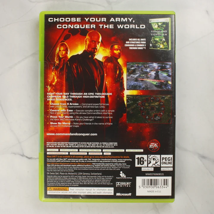 Command & Conquer 3: Kane's Wrath Xbox 360 játék hátsó borítója