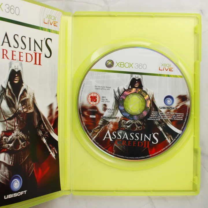 Assassin's Creed II Xbox 360 kinyitott tok Assassin's Creed II Xbox 360 nyitott tok a játéklemezzel