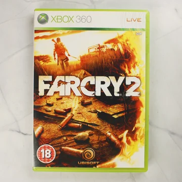 Far Cry 2 videójáték előlapi borítója Xbox 360 tokban