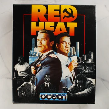 A Red Heat videójáték kartondobozának előlapja az Ocean kiadótól