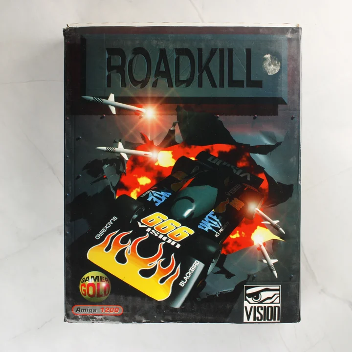 Roadkill Amiga 1200 doboz elölnézet A Roadkill videójáték Amiga 1200-as kiadásának elülső dobozképe