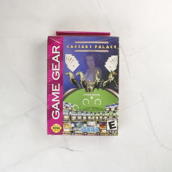 Caesars Palace Sega Game Gear előlap A Caesars Palace Sega Game Gear játék dobozának elölnézete gyári fóliában.