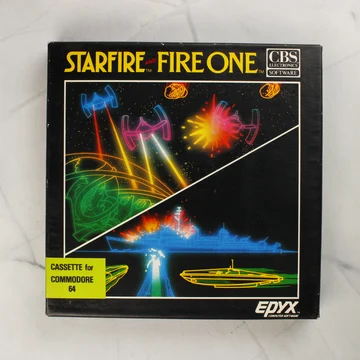 Starfire and Fire One Commodore 64 dobozos játék elölnézetből