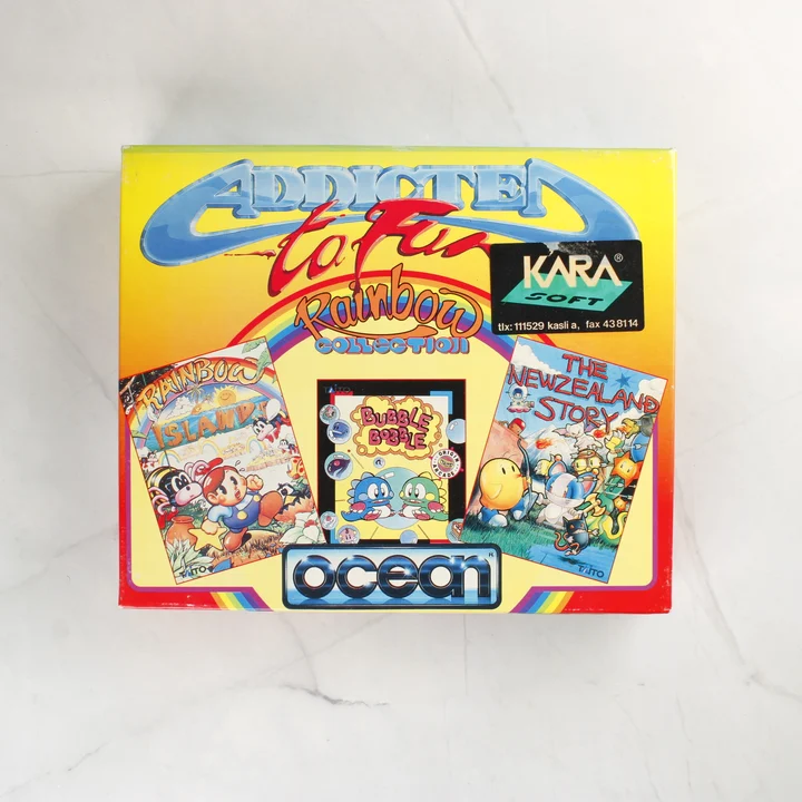 Az Addicted to Fun: Rainbow Collection videójáték színes kartondoboza elölről.