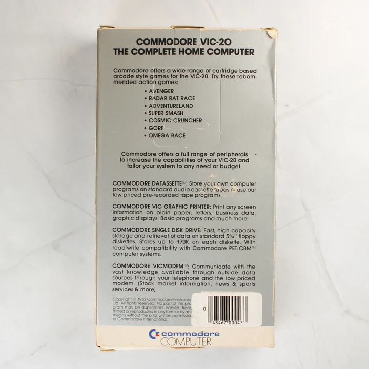 Commodore VIC-20 Cassette 6 Pack doboz hátoldala