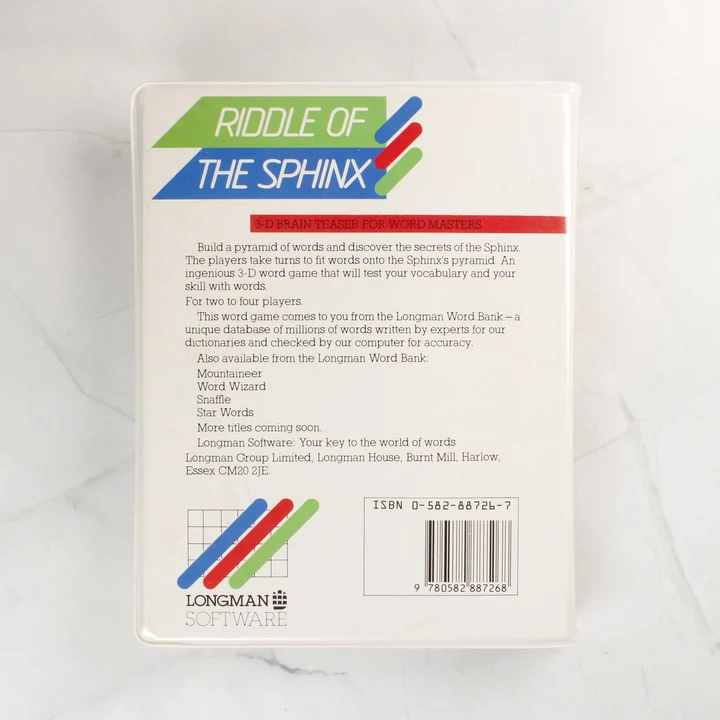 Riddle of the Sphinx Commodore 64 játék hátoldala