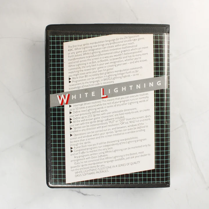 White Lightning hátoldal White Lightning szoftver tokjának hátoldala leírással