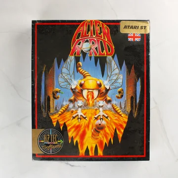 Az Alien World videójáték dobozának előlapja Atari ST platformra