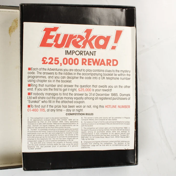 Eureka! verseny szabályzat Az Eureka! játékhoz mellékelt versenykiírás és szabályzat a doboz belsejében.