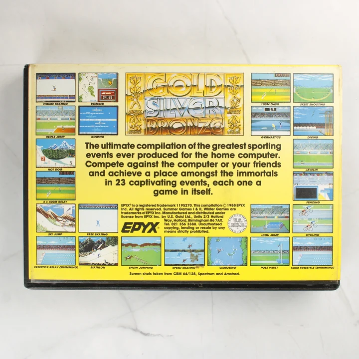 Epyx Gold Silver Bronze videójáték-válogatás hátlapja