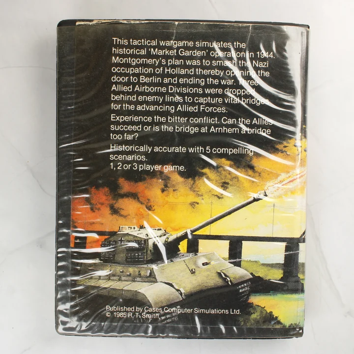 Az Arnhem videójáték hátoldali borítója a leírással