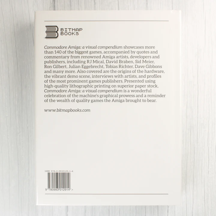 A Commodore Amiga: a visual compendium könyv hátoldala leírással és vonalkóddal