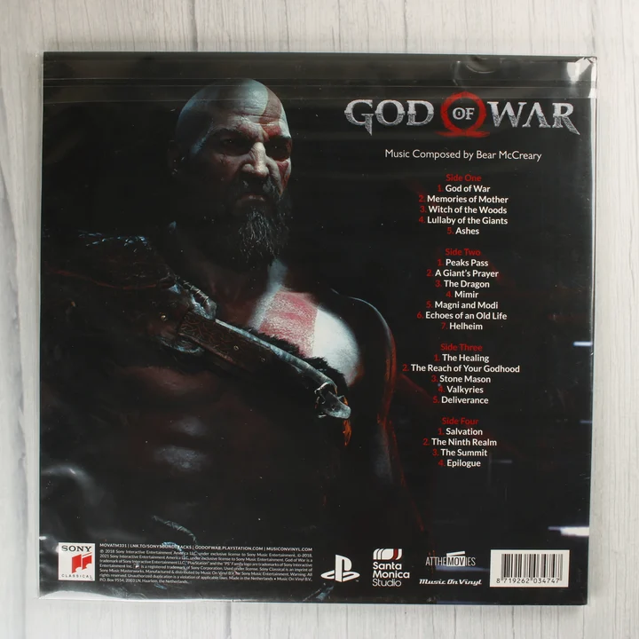 God of War videójáték filmzene bakelit lemez hátlapja számlistával