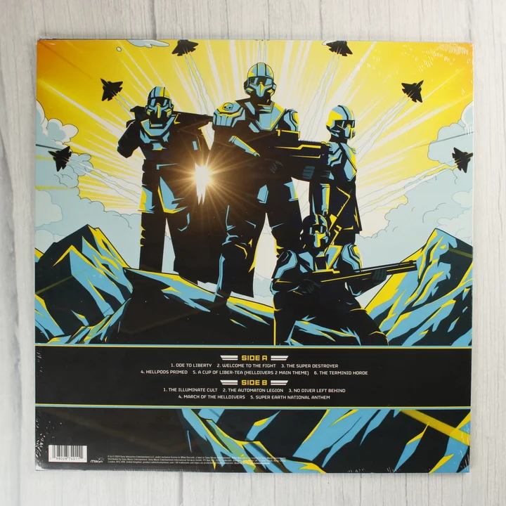 Helldivers II Soundtrack Bakelit Hátlap Helldivers II Original Soundtrack bakelit lemez hátlapja számlistával