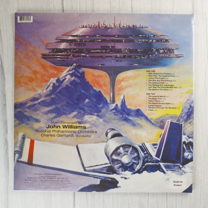 The Empire Strikes Back bakelit lemez hátsó borítója számlistával