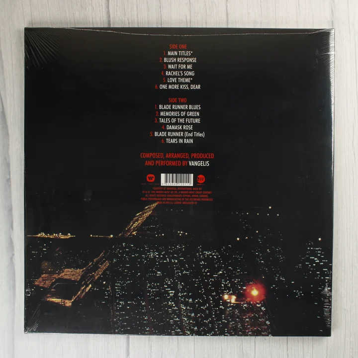 Vangelis Blade Runner filmzene bakelit lemez hátlapja számlistával