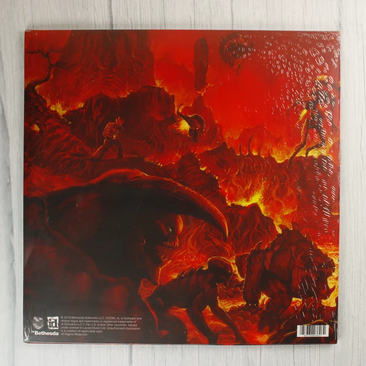 A DOOM videójáték zenéjét tartalmazó bakelit lemez hátlapja vonalkóddal