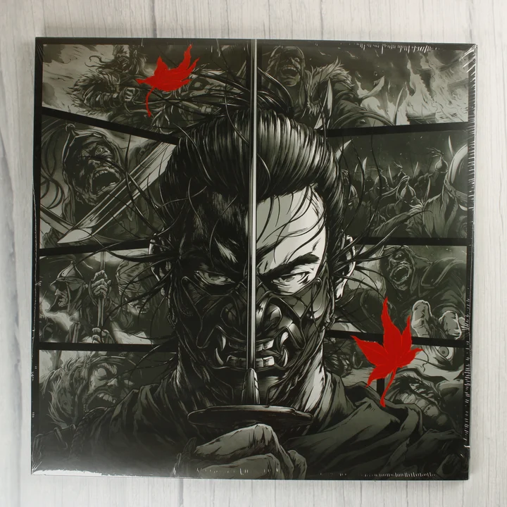 Ghost of Tsushima bakelit lemez első borítója szamuráj ábrázolással