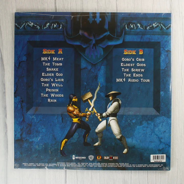 Mortal Kombat 4 Soundtrack bakelit lemez hátoldala számlistával